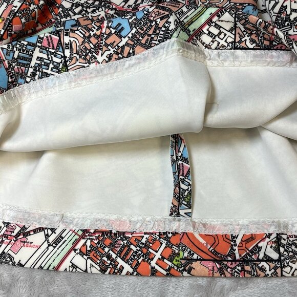 Maeve Anthropologie Womens Pleated Mini Skirt Size 6‎ Paris Map Print Scuba - Picture 6 of 12